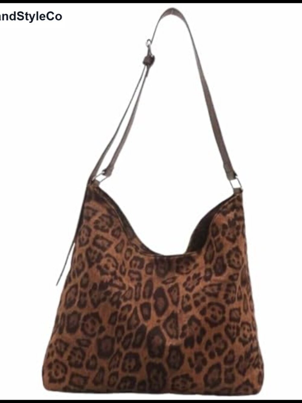 Leopard Print Hobo Shoulder Bag Faux Suede Adjustable Crossbody Tote